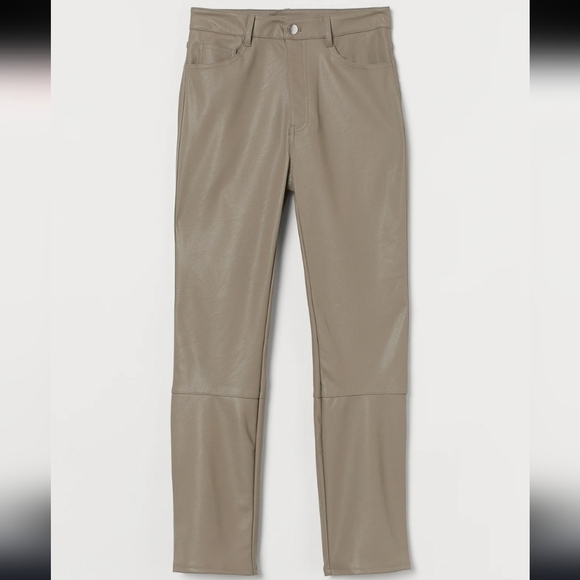 H&M Beige Faux Leather Pants Sz 12 - Picture 1 of 11